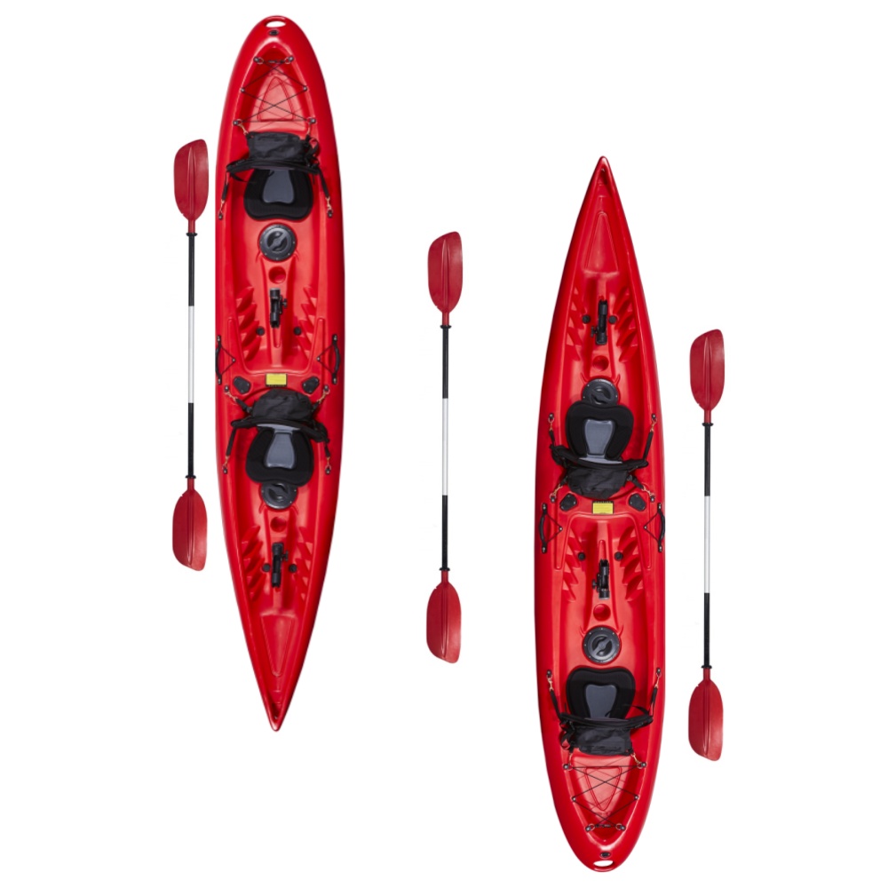 Fishing Kayak Sit On Top - 3.9m Double-Seater Rotomolded Plastic Kayak for